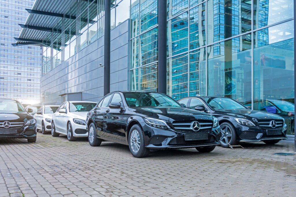 Mercedes-Benz vehicles outside a dealership, subject of a $48 million emissions warranty class action secured by Frontier Law Center